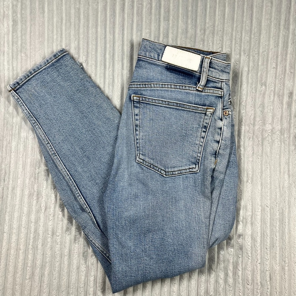 Re/Done 90s High Rise Ankle Crop Jeans Womens 27x26 Button Fly Light Wash Preppy